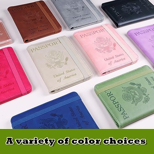 Image of Melsbrinna Premium Leather Passport Holder Covers Case, Waterproof Rfid Blocking Travel Wallet Passport Holder with Pen Holder, Cute Passport Book for Women /Men