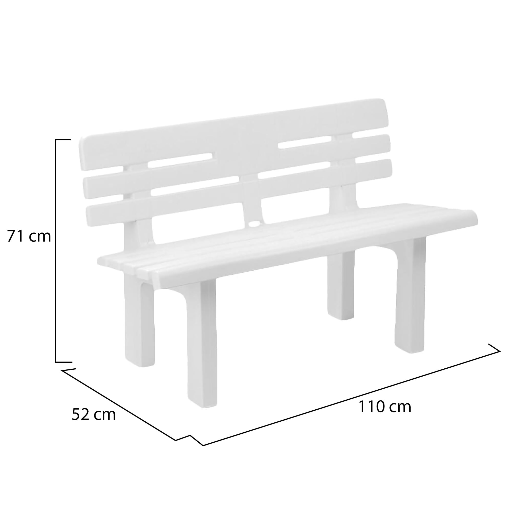 Dmora - Panchina da esterno Marinella, Panca monoblocco da giardino, Panchina outdoor, 100% Made in Italy, 110x52h71 cm, Bianco