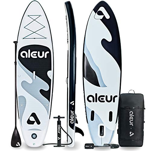 aleur Explorer Inflatable Stand Up Paddle Board Package W Premium SUP Accessories & Backpack, Non-Slip Deck, Leash…