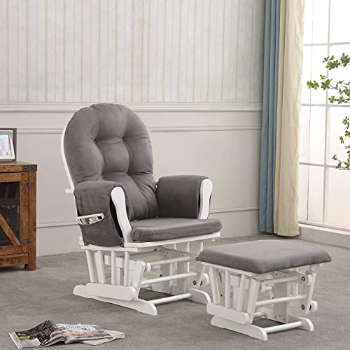 Atoll Glider with Ottoman WhiteGrey