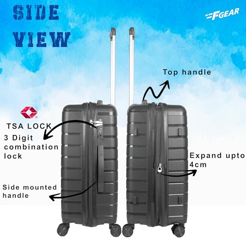 Image of F Gear PPS27 Polypropylene Hardshell /Hardsided /Hardcase Light Weight 8 Wheeler Spinner Luggage Bag /Smooth Speed Wheel Suitcase /Trolley with TSA Lock for Men Women (Check in 24 Inch, Dark Grey)