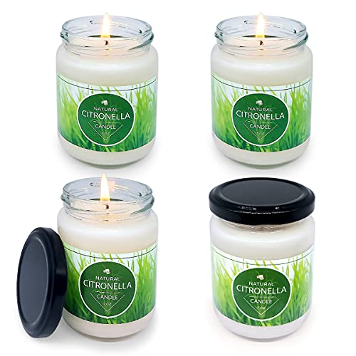 4 Packs Citronella Candles Outdoor Indoor for Summer, YOSICIL 7.0 OZ Soy Wax Garden Citronella Oil Candle Set, Long-Lasting Candles for Home Patio Camping Travel