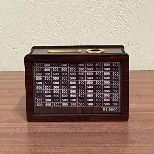 Generic Wooden Money Savings Box (Art Deco Style) - 15x10x8.5cm, Brown, Adults Savers-image-47