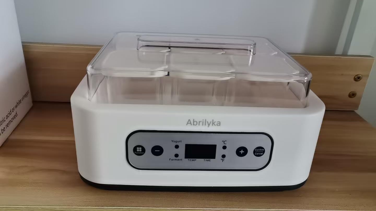 Digital Yogurt Maker with borosilicate Glass cups, yogurt machine, Natto, Rice, All-Glass Fermentation, 250ml*6 Cups, Intelligent Temperature Control, 20W Low Power, LED Display