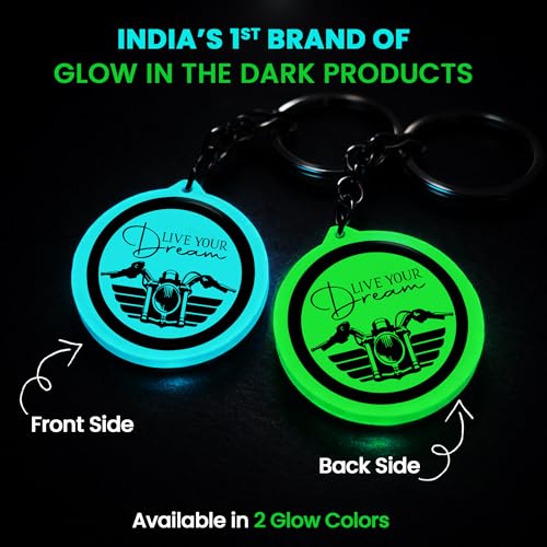 Image of Mi Glow Store Glow in Dark Keychain for Bike Men | Gift for Man | Bike Accessories | Charges in Light Glows in Dark | Key chain for Bike