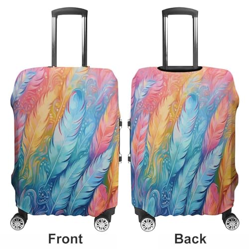 Hand Drawn Feathers Travel Luggage Cover Washable Anti-scratch Suitcase Protector Dustproof Protective Cover Case for Wheeled Luggage Fits 19-32 Inch Luggage3