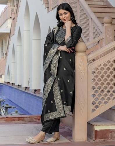 Image of SKYLEE Rayon Chikankari Embroidery Anarkali Kurta Set with Dupatta