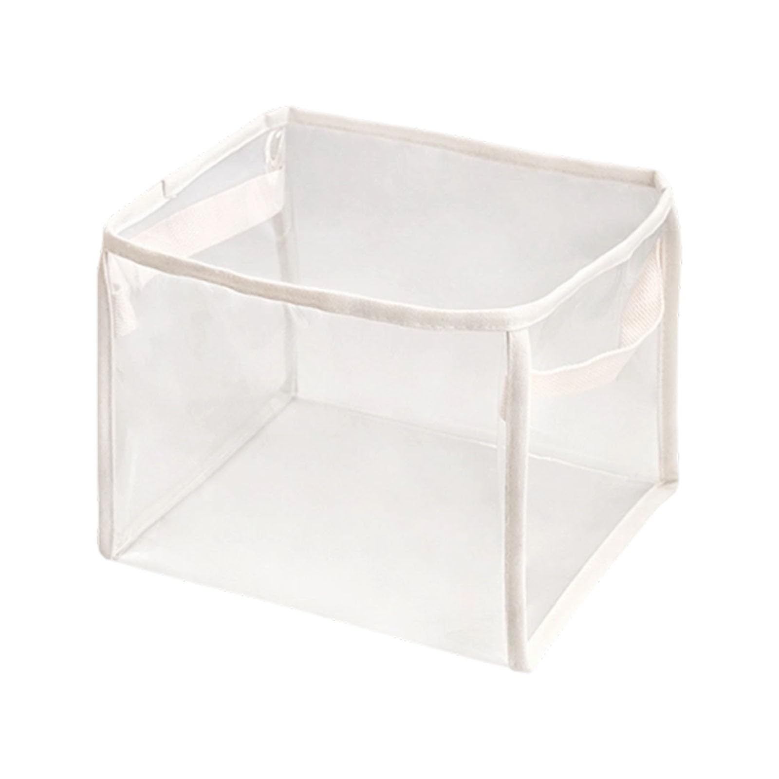 Multipurpose Storage Container with Handles, Foldable Clear PVC for Bedroom Bathroom Clear PVC Storage Bucket