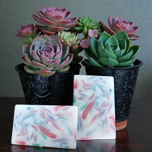 Image of Confetti Goat Milk Soap Handmade Natural Glycerine Bath Bar | Aloe Vera Charcoal Cucumber Infused Moisturizing & Hydrating Soap for Dry Sensitive Skin | Deep Cleansing Face & Body Use (110g)
