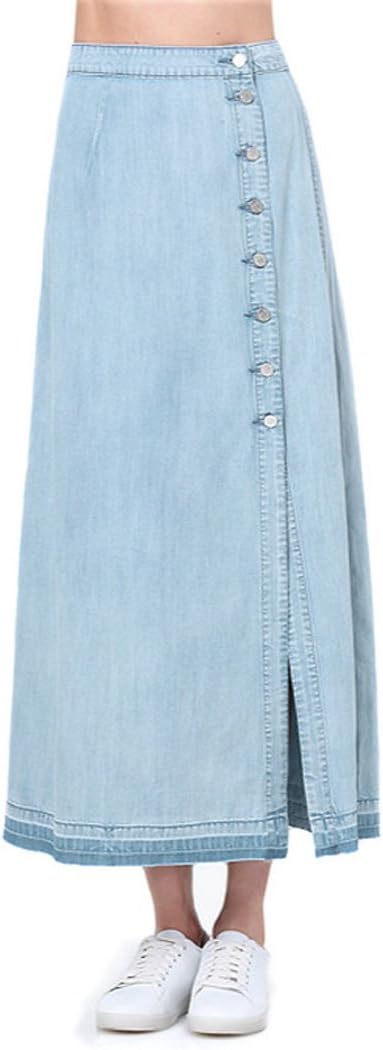 City In Left Woman's Long Light Blue Denim Skirt Size XXL