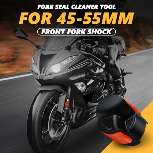 Image of 2PCS Motorcycle Fork Seal Cleaner Tool, Front Fork Seal Clean Tool, Universal Cleaning Shock Repairing Absorber Tool for 45mm-55mm, Dirt Bike Motorcycle Accessories (Orange)
