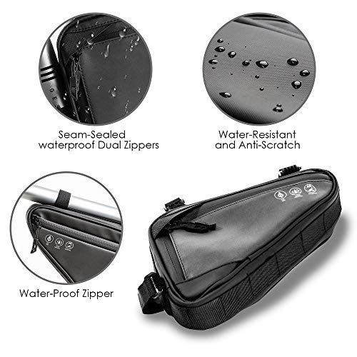 Wotow QJBK-C1 Bike Frame Storage Bag, Water Resistant Reflective Bicycle Triangle Bag With Two Side Pockets, Strap-On Under Seat Tool Accessories Pouch thumb #1