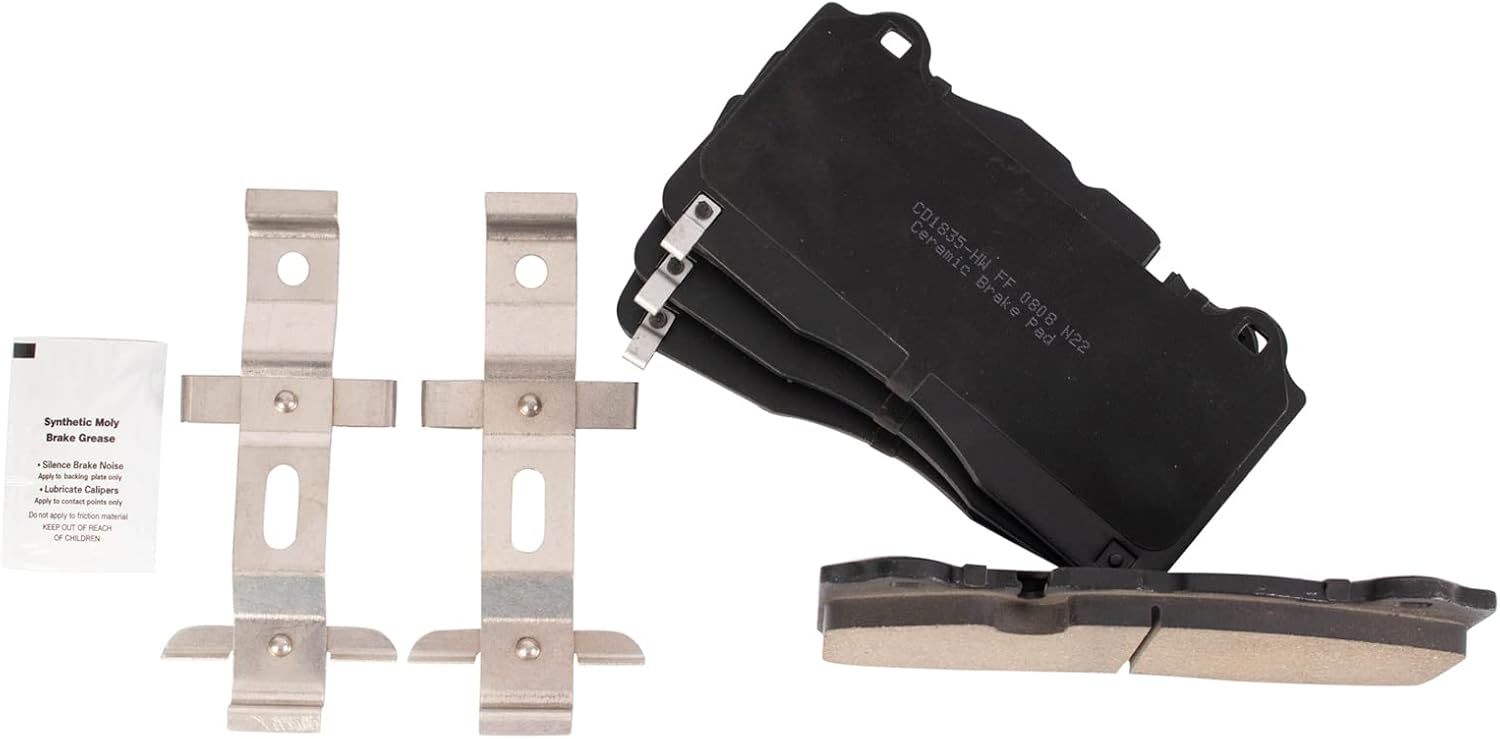 Front and Rear Brake Pad Set Ceramic Hardware Compatible with 2016-2019 Cadillac CTS