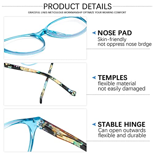 Image of 5-Pack Reading Glasses Blue Light Blocking, Fashion Round Computer Readers Women Men Clear Lens Anti UV /Glare (5 Pack Mix Color, 2.50)