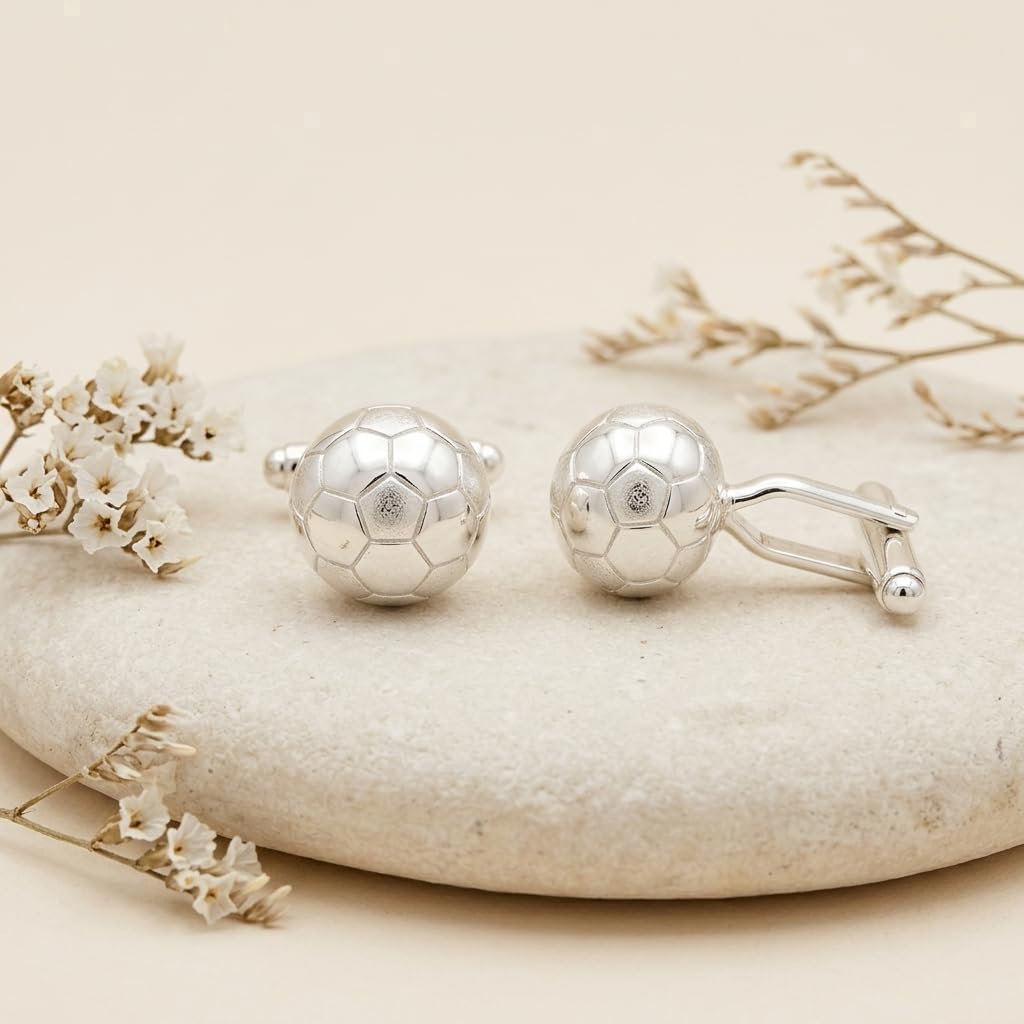 Manschettenknöpfe Sterling Silber Fußball-Design – Herren-Geschenk