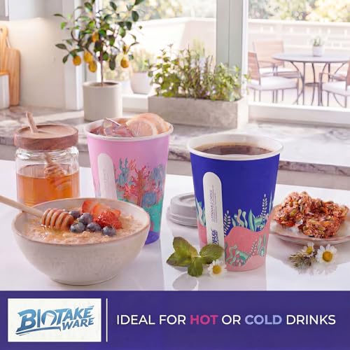 27% de descuento en 100 vasos de papel de 12 onzas con diseños oceánicos