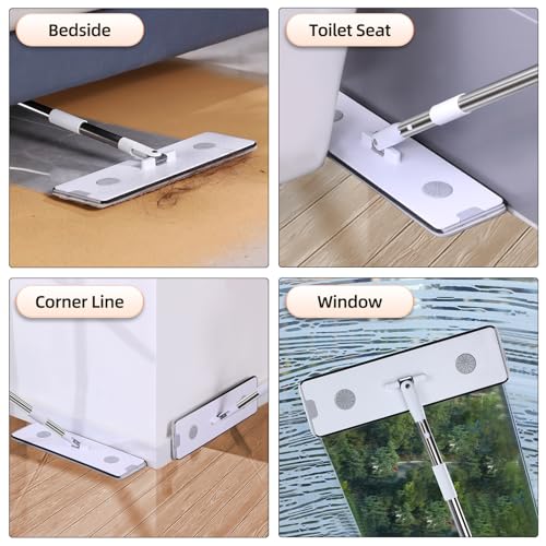 MOPALL Wischmopp und Eimer mit Auswringer-Set, großer flacher Bodenwischer und Eimer, nass und trocken, multifunktionales Haushaltsreinigungswerkzeug für alle Bodenarten und Fenster – Bild 7