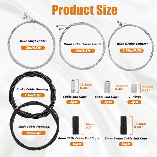 Mankk M-124-BK Universal Bicycle Brake Cable And Shift Cable,Bicycle Shift Derailleur Cable & Brake Cable Housing Kit With Brake Cable End Caps And O-Rings For Mountain Road Bike Repair M-124-Bk thumb #1