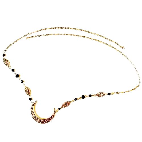 Diadema de bruja con diseño de luna para mujer, corona de hada de elfo, disfraz de frente gitana vikinga, diadema bohemia