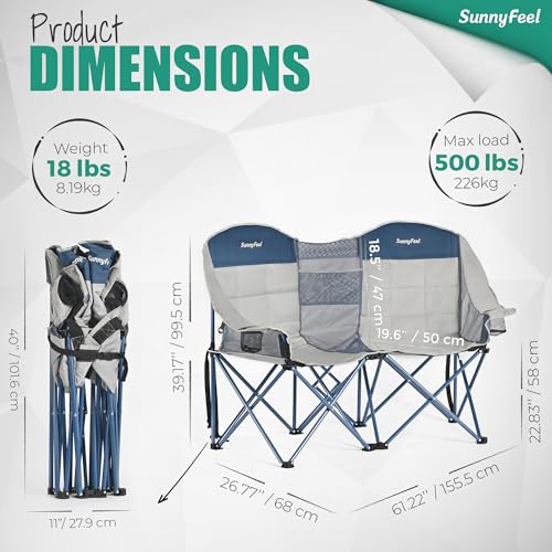 Image of SUNNYFEEL Double Camping Chair Oversized Loveseat for Adults