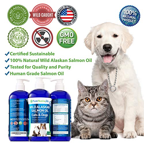 Wild Alaskan Salmon Oil for Dogs 32oz Pump Bottle: Omega 3 Fish Oil for Dogs & Cats, Reduces Shedding, Supports Skin, Coat, Joints, Heart, Brain, Immune System, 100% Pure Salmon Oil - That\'s All ! - Thumbnail 4