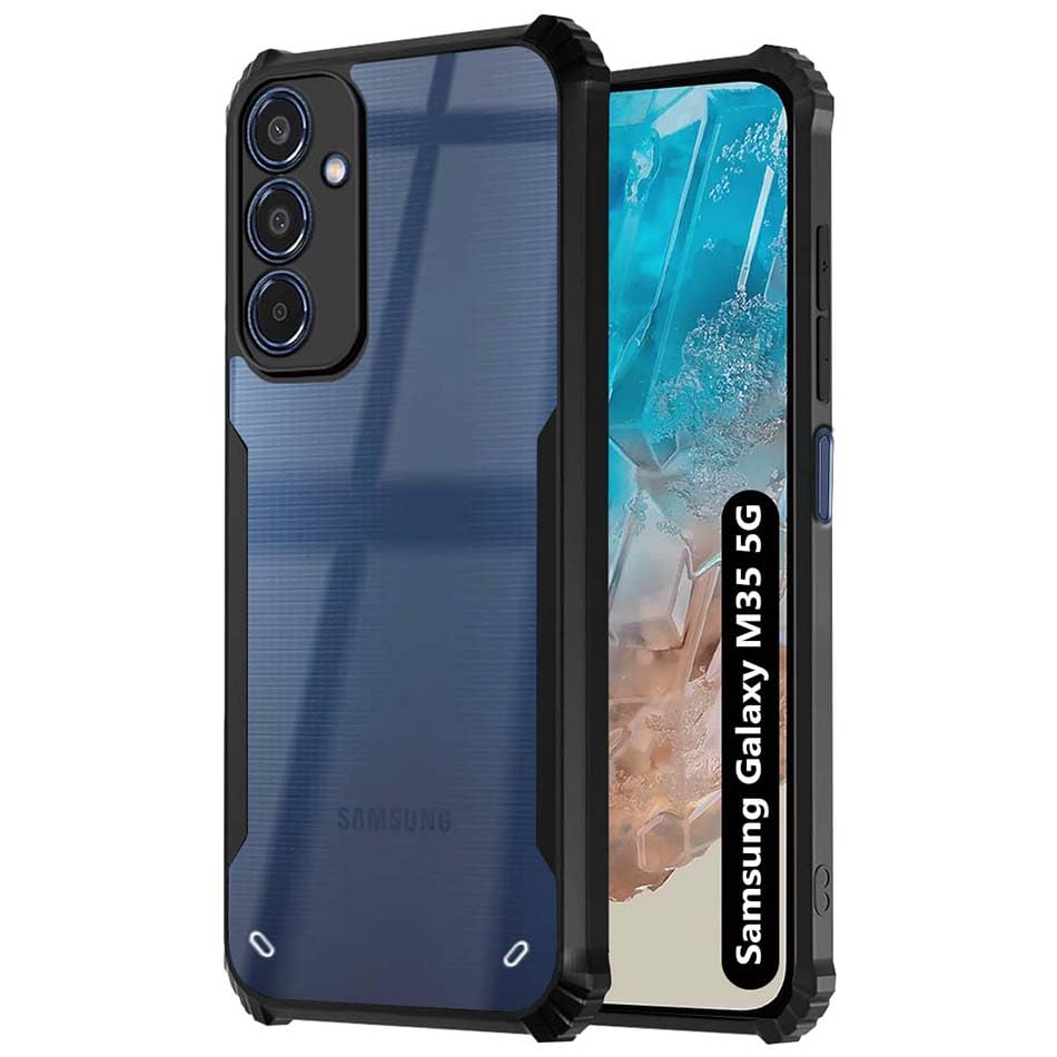 Fashionury Shockproof Crystal Clear Back Cover Case for Samsung Galaxy M35 5G | 360 Degree Protection | Protective Design | Transparent Back Cover Samsung Galaxy M35 5G (Black Bumper) (B0D97TLN3B) Amazon Price History, Amazon Price Tracker