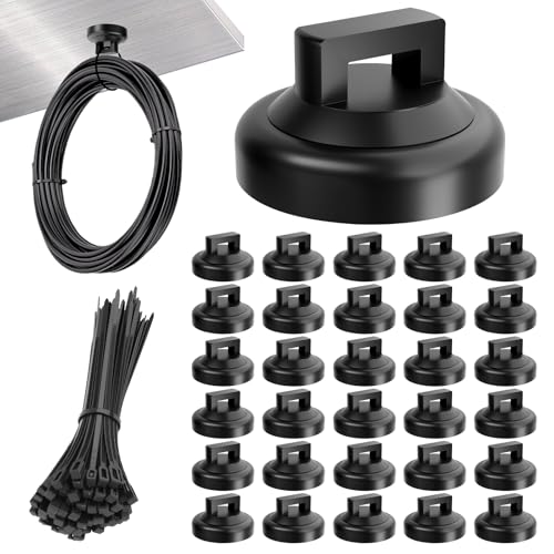 Taiidaues 130 Pcs Magnetic Cable Zip Tie Mounts(30 Strong Neodymium Magnets & 100 Releasable Nylon Cable Ties)19 mm Multipurpose Wire Holder Management for Electrical Wiring Organization Supplies