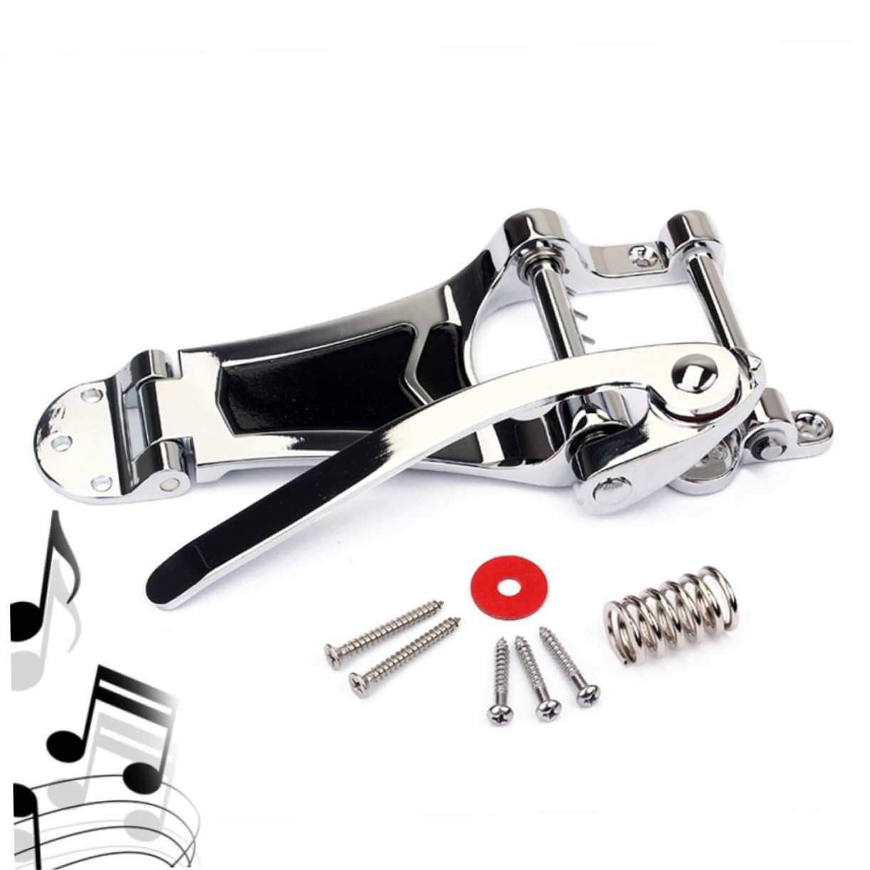 Ponte Tremolo Vibrato per Chitarra Elettrica Argento Ga409 | Set Ricambio Tailpiece, Metallo Ben Lucidato, Superficie Riflettente, Fissaggio Semplice