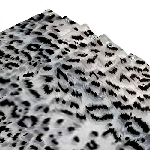 Rideau de douche imprimé léopard en tissu polyester imperméable à œillets renforcés