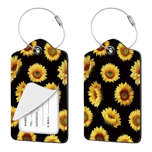 Étiquettes de bagage motif tournesol : évitez la perte de votre valise