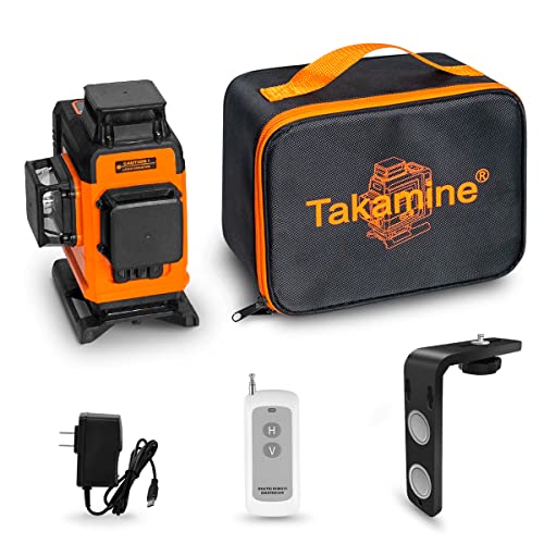 Takamine 16 Lines Laser Level Self Leveling 4X360° 4D Green Cross Line For Construction/Picture Hanging, Remote Controller, Rechargeable Li-Ion Battery, Magnetic Stand And Portable Bag #TOP5