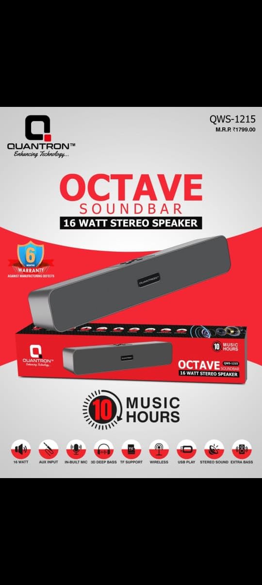QUANTRON Wireless Bluetooth 16W Portable Bar Speaker Supporting USB/SD Card/AUX, TWS & Call Function, Built in Mic, 10Hr Playtime, Soundbar for TV, Mobile, PC, Tablet, Laptop (Black)-image-37
