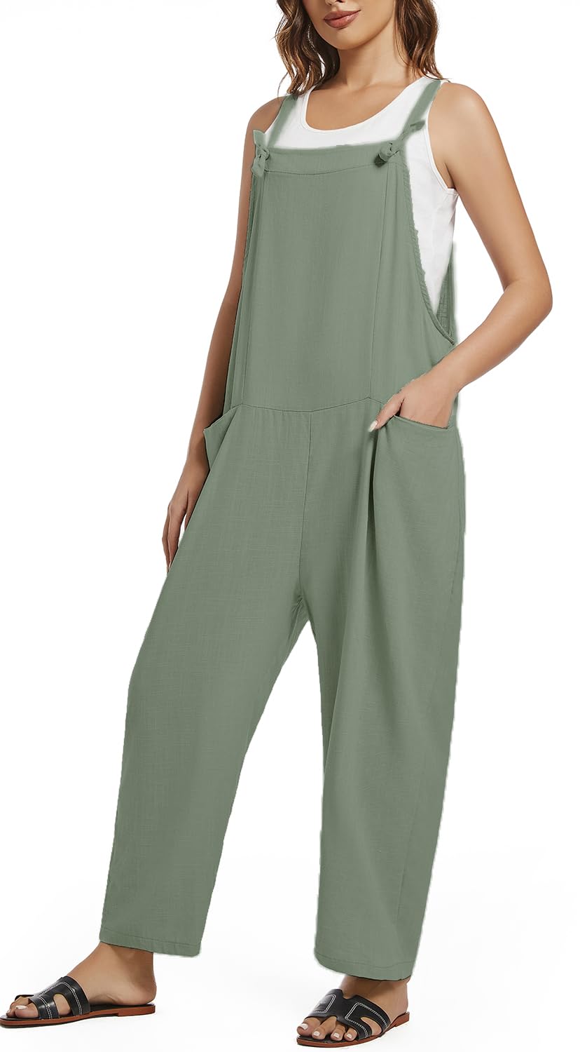SYLVACHIC Pantalones de verano de lino para mujer elegantes