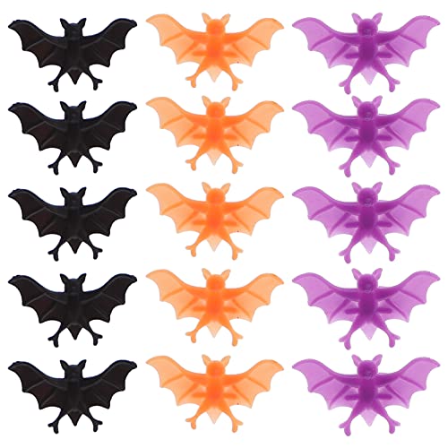 Kisangel 60pcs Bat Plastic Rings Halloween Bat Rings Vintage Plastic Halloween Rings Bat Rings for Kids
