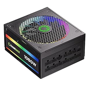 GAMEMAX 1050W ATX 3.0 & PCIE 5.0 Power Supply, 80+ Gold Certified, Addressable RGB Sync, Fully Modular ATX Gaming Power Supply, RGB-1050