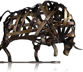 Tooarts Metal Sculpture Animal Figurine Gifts Office Ornament Crafts Home Decorations Desk Decor (Cattle)