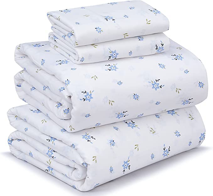 RUVANTI 100% Cotton California King Sheet Sets, 4 Pieces, Soft & Breathable Percale Weave Bedding, Deep Pocket 14", Hotel Standard, Crisp Cool Feel & Durable, Perfect Floral Sheets, Phulkari