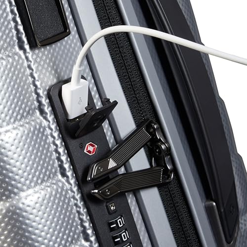 Image of Samsonite Proxis Global Carry-On Hardside Luggage with Dual Spinner Wheels, Airline Approved - Innovative Roxkin Lightweight Shell With Ultimate Durability- TSA Lock, Telescopic Handle - Silver