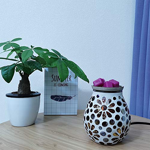 mocosa Handcrafted Mosaic Glass Electric Wax Melt Warmer Wax Burner Melter Fragrance Warmer for Home Office Bedroom Living Room Gifts & Decor - Thumbnail 2