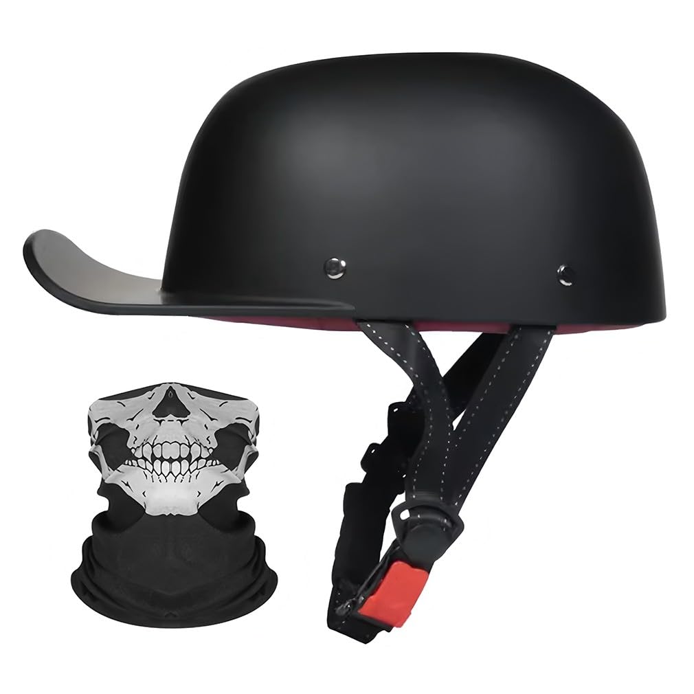 Motorrad Halbhelm Baseballmütze-Helm Halbschalenhelm Mit Gesichtsschutz ECE-Zulassung Bequemes Atmungsaktives Futter Schnellverschluss FüR Erwachsene MäNner Frauen S-XL 55-62CM