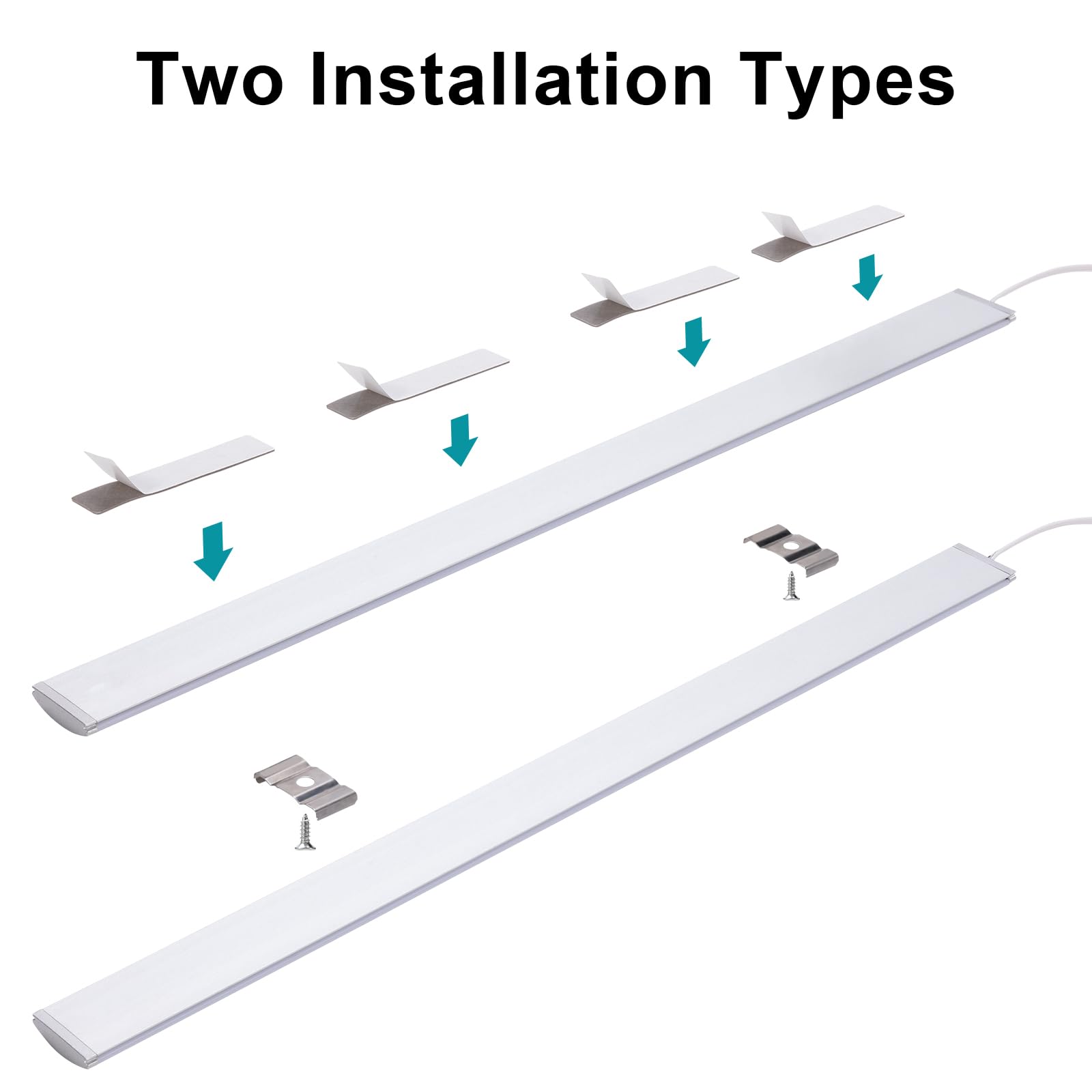 JUSJUBR Illuminazione a LED per sottolavello, luci regolabili, bianco freddo, 6000 K