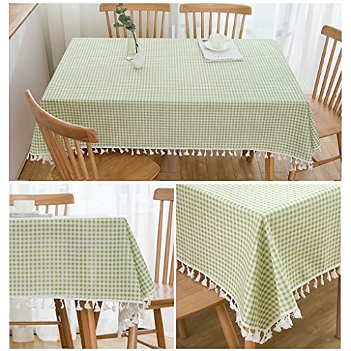 Nappe rectangulaire à glands rouge en coton et lin lavable pour table - 3