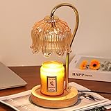 Candle Warmer Lamp,Crystal Flower Candle Wax Warmer with Dimmer, Heat Adjustable, 2/4/8H Timer, Ligh