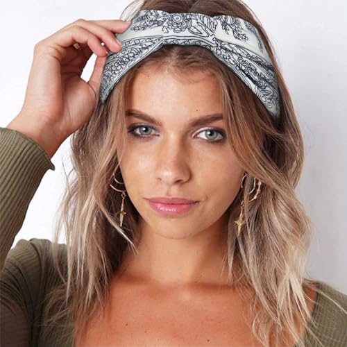 Image of Awumbuk Wide Headbands for Women Knotted No Slip Head Bands Soft Turban Headband Hair Accessories Boho African Solid Color Head Wraps for Women Yoga Workout (Blue)