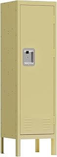 FRITHJILL Industrial Style Metal Storage Locker Cabinet with Single Door, Ventilated Design, Ideal for Home, Office, School, Gym, Yellow