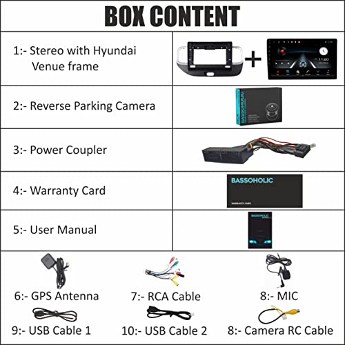 Image of 10 inch Android 10 Car Stereo for Hyundai Venue | 2GB RAM 32GB ROM | Apple CarPlay & Android Auto | Full HD Display | WiFi | GPS | SWC | Gorilla Glass | Reverse Parking Camera | Coupler Fit