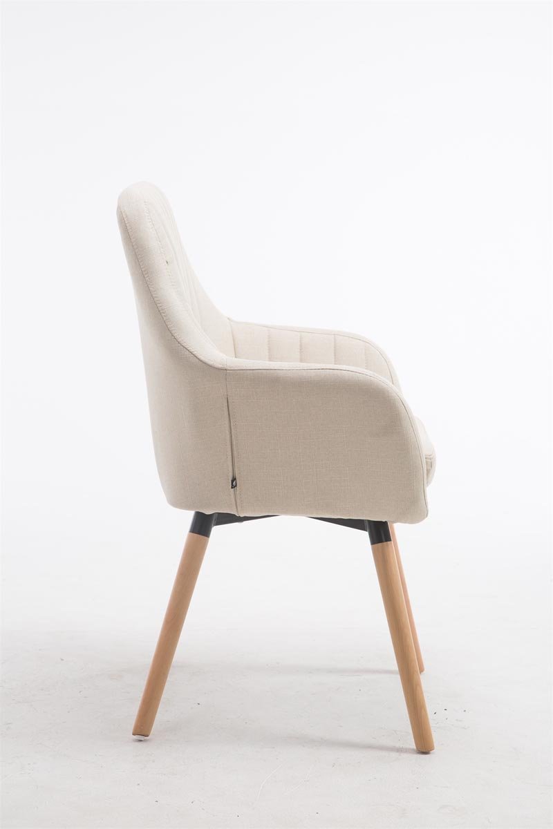 Silla de Visita Florian Tapizada en Tela, Butaca de Salón Nórdica, Silla Comedor Acolchada 53cm Altura Asiento Crema Natura