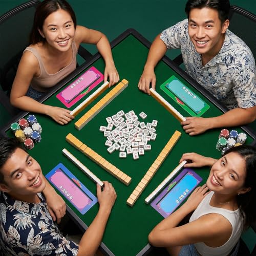 Juego de 4 guías para cartas Mahjong multicolor miniatura 6