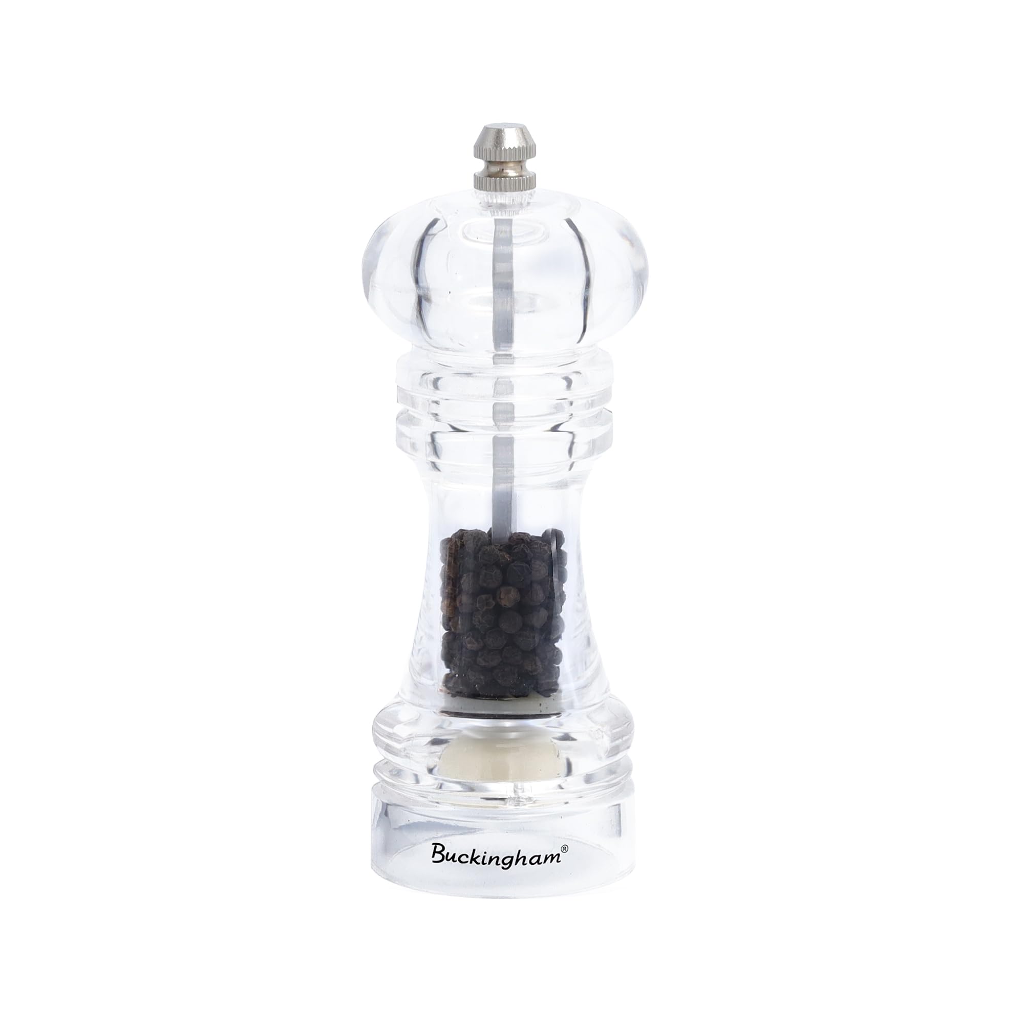 Buckingham Premium Acrylic Salt or Pepper Mill Durable Ceramic Grinders for Spices Adjustable Salt and Pepper Grinders Mechanism