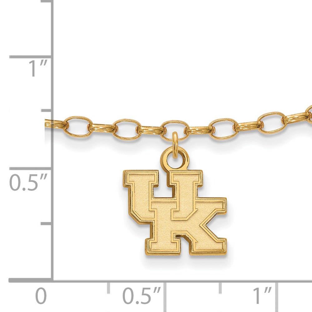 LogoArt 14k Yellow Gold Plated Sterling Silver University of Kentucky Anklet, 9 Inch